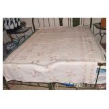 94" X 59" PINK WHITE QUILT SOME MARKS