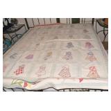 64" X 77" DOLL DESIGN QUILT SOME MARKS