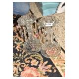 PAIR PRISMED CANDLE STICKS 8"