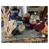 CANDLE HOLDERS RED/SILVER - GALVANIZED