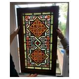 STAINED GLASS PANNEL IN WOOD FRAME