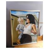 MOTHER & CHILD PAINTING ON CANVAS 31" H X 21" W