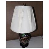 BLACK W/ FLOWER LAMP ORIENTAL MOTIF 29" H - SEE