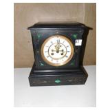 MARBLE INLAY CLOCK- BEVELED GLASS TOP - 13392 ON