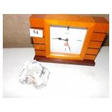 BULOVA BATTERY OP CLOCK AND COW PAPER WEIGHT