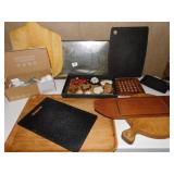 BUTTONS, PINS FLOWER, TEAK TRAY, ETC.