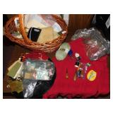 LARGE BASKET W/ EMBRODIERY/SEWING ITEMS