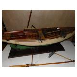 WOOD HAND CRAFTED BOAT- 52" L BASE 52" X 10.5" -