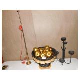 DECORATIVE BOWL WITH APPLES 8.5" H, HORN 30",