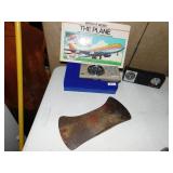 RADIO, PLANE BOOK, BROAD AXE HEAD