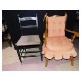 MAPLE CHAIR W/ PEACH CUSHIONS & RUSH SEATED