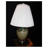 LAMP W/ ENAMELED DECORATION 29" H