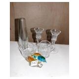 CRYSTAL BUD VASE, CANDLE STICKS 5.5" H, CRYSTAL