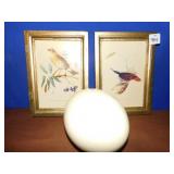 9" X 6" FRAMED BIRD PRINTS AND LARGE ARTIFICIAL