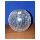 GLASS ROUND VASE WITH CRACKLED TEXTURE, APPROX.