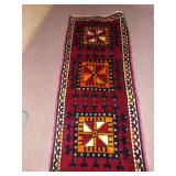 VIBRANT RED/ GOLDEN/BLACK/ CREAM COLORED RUG. 49"