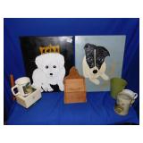18" X 15" METAL CANVASES WITH DOG PAINTINGS,