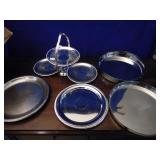 SILVER PLATED PLATES, FOLDING APPETIZER TRAY
