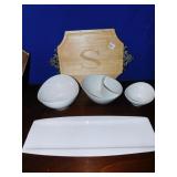 CUTTING BOARD WITH "S" ON IT, CRATE AND BARREL