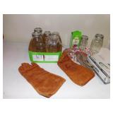 CANNING JARS, GLOVES, ETC.