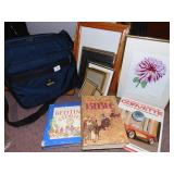 ASSORTMENT OF FRAMES, CORVETTE BOOK, ETC