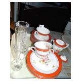 NORITAKE, CRYSTAL KNIFE REST, BUD VASE ETC.