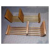 TWO TEAK WOOD BOOK HOLDERS