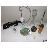 PANTHER BLACK PLANTER, BLOWN ORNAMENT ON STAND