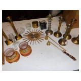 SILVER AND BRASS CANDLES STICKS ETC.