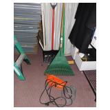 PUSH BROOM, RAKE, SHOVEL, EXTENSION CORD, DRYER