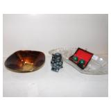 CUT GLASS DISH CHIP ON EDGE, RELAX BALLS, MARBLE