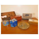 TRINKET BOXES, PLATE, CEDAR BOX