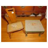 STOOL AND WOOD CHAIR W/ UPHL. SEAT