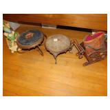 TOW ANTIQUE FOOT STOOLS, SLEIGH
