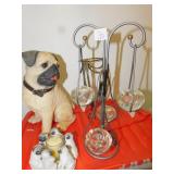 CANDLE STAND, DOG FIGURE, ETC.