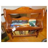 MAGAZINE HOLDER AND BOOKS