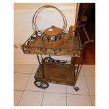 TEA CART 30" H WITH DECORATIVE TEA POT