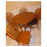 TABLE & 4 CHAIRS 1 LEAF, 42" ROUND, LEAF 18"