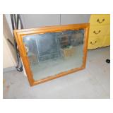 VINTAGE WOODEN FRAMED MIRROR 32.5" H X 40" W