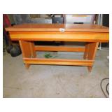 SMALL WOODEN BENCH, 17.5" H X 34" W X 13.25" DEEP
