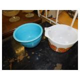 BLUE FIESTA SMALL BOWL AND SMALL PYREX BOWL