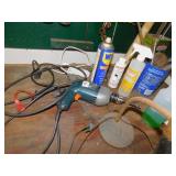 BLACK AND DECKER DRILL, LAMP, SANDPAPER, ETC.