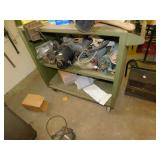 ROLLING CABINET WITH TWO SHELVES, DOORS HAVE BEEN