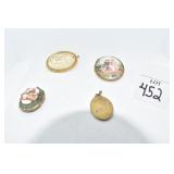 PORCELAIN OVAL PIN, CARRIAGE SCENE CARVED PIN,