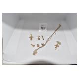 14K GOLD GROUP, PENDANTS, CROSS, CHAINS 6.23 DWT