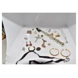 RHINESTONE CROSS, STERLING RING, ETC.