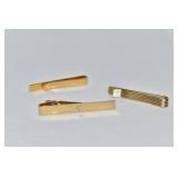 2 14K GOLD TIE BAR AND ONE GOLD FILLED TIE BAR