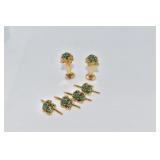 18K YELLOW ENAMEL FROG TUX STUDS AND CUFF LINKS