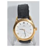 18K WHITE DIAL OMEGA BLACK ALLIGATOR BAND