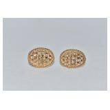 14K BASKET WEAVE DESIGN OVAL CUFF LINKS DWT 6.8